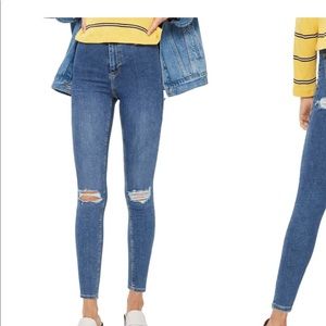 Topshop distressed ripped cheeky blue Joni Jeans